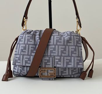 Kitlife Fendi Grey Denim Mamma Baguette Bag 16x13x10cm