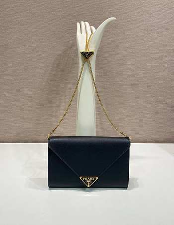 Kitlife Prada Saffiano Black Leather Shoulder Bag 20x11.5cm