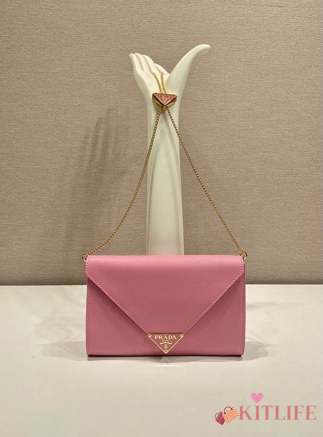 Kitlife Prada Saffiano Pink Leather Shoulder Bag 20x11.5cm - 1