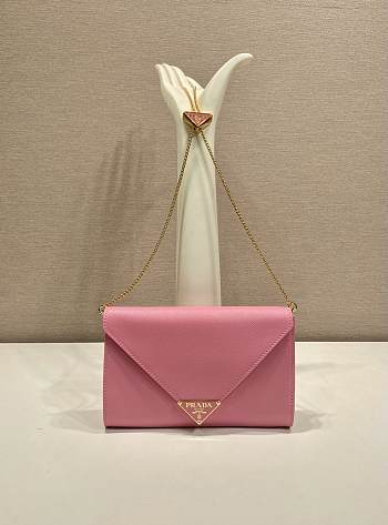 Kitlife Prada Saffiano Pink Leather Shoulder Bag 20x11.5cm