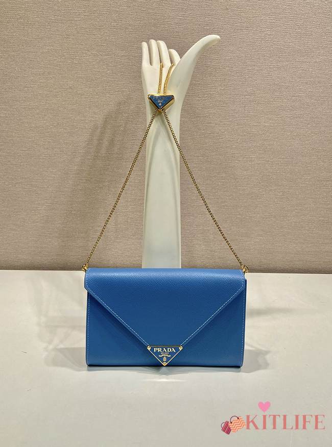 Kitlife Prada Saffiano Blue Leather Shoulder Bag 20x11.5cm - 1