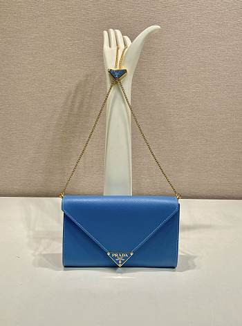 Kitlife Prada Saffiano Blue Leather Shoulder Bag 20x11.5cm
