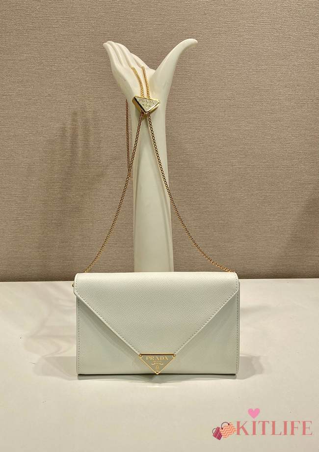 Kitlife Prada Saffiano White Leather Shoulder Bag 20x11.5cm - 1