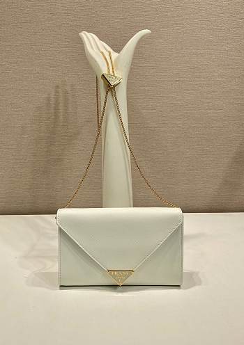 Kitlife Prada Saffiano White Leather Shoulder Bag 20x11.5cm