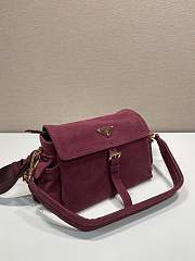 Kitlife Prada Explore Medium Burgundy Suede Shoulder Bag With Flap 1BD394 30x14x10cm - 5