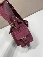 Kitlife Prada Explore Medium Burgundy Suede Shoulder Bag With Flap 1BD394 30x14x10cm - 4