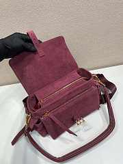 Kitlife Prada Explore Medium Burgundy Suede Shoulder Bag With Flap 1BD394 30x14x10cm - 2