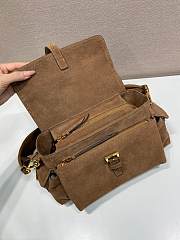 Kitlife Prada Explore Medium Cocoa Brown Suede Shoulder Bag With Flap 1BD394 30x14x10cm - 6