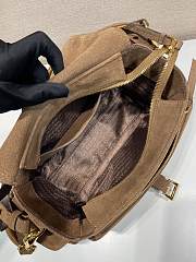 Kitlife Prada Explore Medium Cocoa Brown Suede Shoulder Bag With Flap 1BD394 30x14x10cm - 4