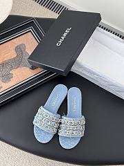 Kitlife Chanel 25C Chain Slides in Light Blue - 1