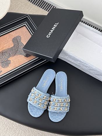Kitlife Chanel 25C Chain Slides in Light Blue