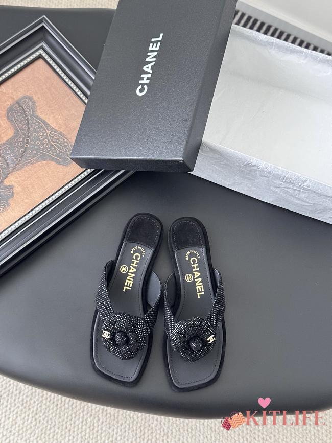 Kitlife Chanel 25K Camellia Slippers Black Bling - 1