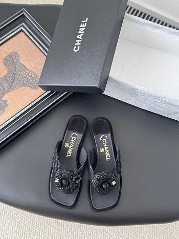 Kitlife Chanel 25K Camellia Slippers Black Bling
