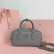 Kitlife Miu Miu Arcadie Leather Bag Grey 500142 22x10.5x7.5cm - 1