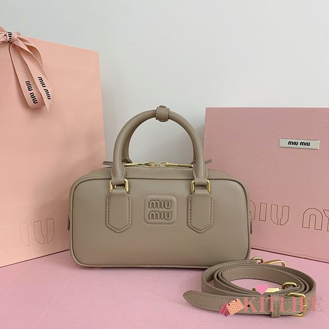 Kitlife Miu Miu Arcadie Leather Bag Beige 500142 22x10.5x7.5cm - 1