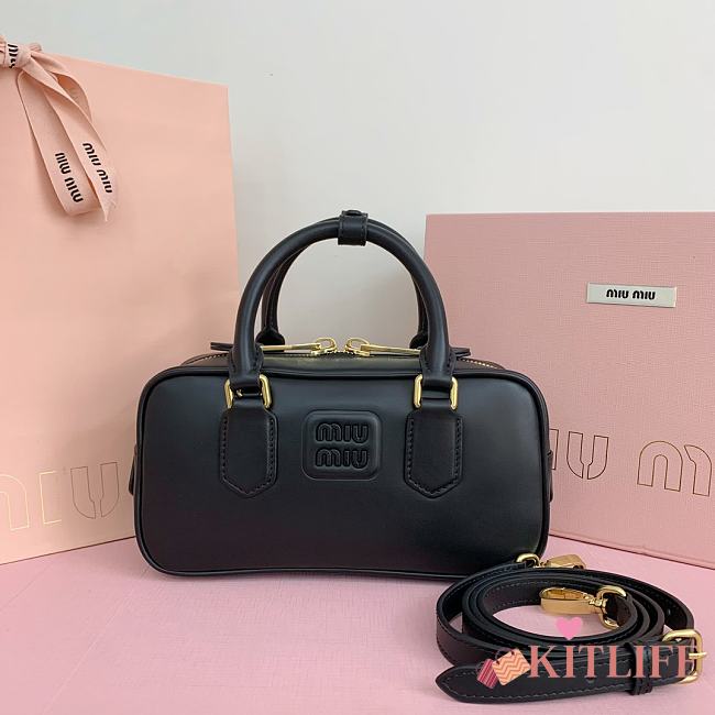 Kitlife Miu Miu Arcadie Leather Bag Black 500142 22x10.5x7.5cm - 1