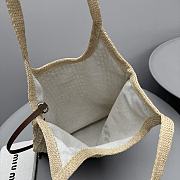 Kitlife Miu Miu Ivy Raffia-effect And Linen Bag in Natural 5BG231 35x40cm - 5