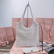 Kitlife Miu Miu Ivy Raffia-effect And Linen Bag in White 5BG231 35x40cm - 2