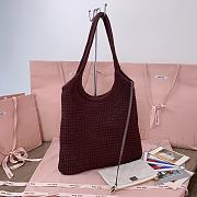Kitlife Miu Miu Ivy Raffia-effect And Linen Bag in Dark Brown 5BG231 35x40cm - 6