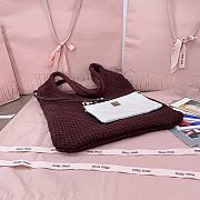 Kitlife Miu Miu Ivy Raffia-effect And Linen Bag in Dark Brown 5BG231 35x40cm - 4