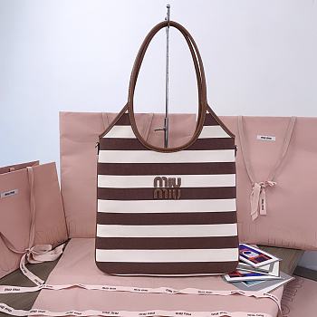 Kitlife Miu Miu Ivy Canvas And Leather Bag in Brown & Natural 5BG231 35x40cm