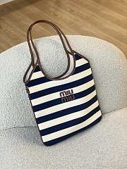 Kitlife Miu Miu Ivy Canvas And Leather Bag in Blue & Beige 5BG231 35x40cm - 1