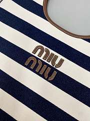 Kitlife Miu Miu Ivy Canvas And Leather Bag in Blue & Beige 5BG231 35x40cm - 3