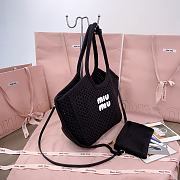 Kitlife Miu Miu Ivy Cotton Mesh Tote Bag In Black 5BG281 28x26x12.5cm - 6