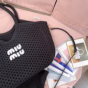 Kitlife Miu Miu Ivy Cotton Mesh Tote Bag In Black 5BG281 28x26x12.5cm - 4