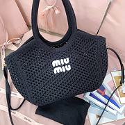 Kitlife Miu Miu Ivy Cotton Mesh Tote Bag In Black 5BG281 28x26x12.5cm - 3
