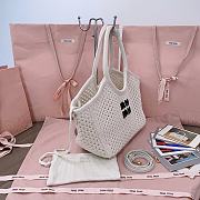 Kitlife Miu Miu Ivy Cotton Mesh Tote Bag In White 5BG281 28x26x12.5cm - 6