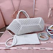 Kitlife Miu Miu Ivy Cotton Mesh Tote Bag In White 5BG281 28x26x12.5cm - 4