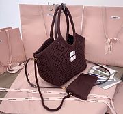 Kitlife Miu Miu Ivy Cotton Mesh Tote Bag In Dark Brown 5BG281 28x26x12.5cm - 6