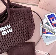 Kitlife Miu Miu Ivy Cotton Mesh Tote Bag In Dark Brown 5BG281 28x26x12.5cm - 5