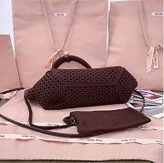 Kitlife Miu Miu Ivy Cotton Mesh Tote Bag In Dark Brown 5BG281 28x26x12.5cm - 4