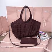 Kitlife Miu Miu Ivy Cotton Mesh Tote Bag In Dark Brown 5BG281 28x26x12.5cm - 3