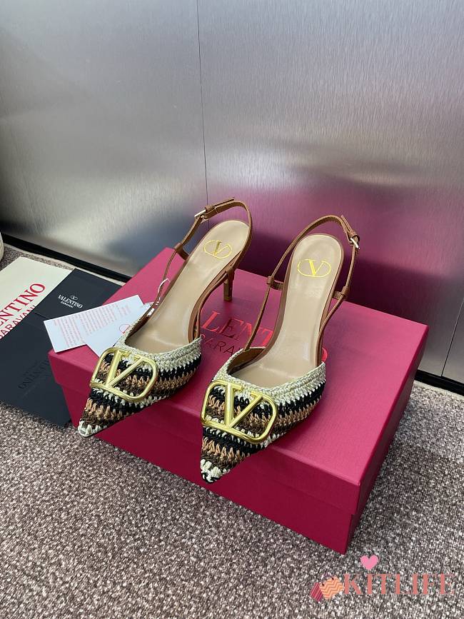 Kitlife Valentino Garavani Vlogo Signature Slingback Pump With Crochet Embroidery 80mm - 1
