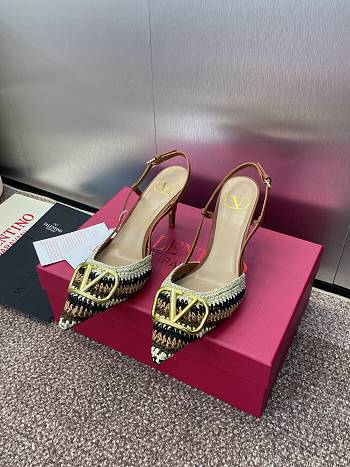 Kitlife Valentino Garavani Vlogo Signature Slingback Pump With Crochet Embroidery 80mm