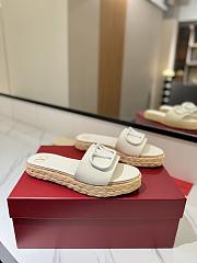 Kitlife Valentino Garavani Vlogo White Leather Espadrille Slides - 3