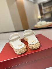 Kitlife Valentino Garavani Vlogo White Leather Espadrille Slides - 5
