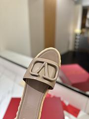 Kitlife Valentino Garavani Vlogo Beige Leather Espadrille Slides - 6