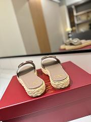 Kitlife Valentino Garavani Vlogo Beige Leather Espadrille Slides - 3
