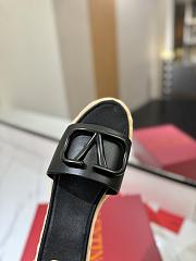Kitlife Valentino Garavani Vlogo Black Leather Espadrille Slides - 6