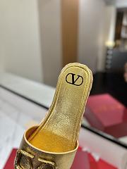 Kitlife Valentino Garavani Vlogo Gold Leather Espadrille Slides - 4