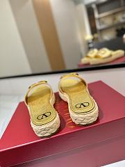 Kitlife Valentino Garavani Vlogo Gold Leather Espadrille Slides - 3