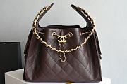 Kitlife Chanel 25C Drawstring Bucket Hobo Bag Dark Brown Grained Leather 30×26×14cm - 1