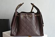 Kitlife Chanel 25C Drawstring Bucket Hobo Bag Dark Brown Grained Leather 30×26×14cm - 4
