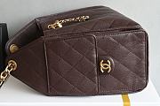 Kitlife Chanel 25C Drawstring Bucket Hobo Bag Dark Brown Grained Leather 30×26×14cm - 5