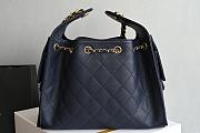 Kitlife Chanel 25C Drawstring Bucket Hobo Bag Dark Blue Grained Leather 30×26×14cm - 5
