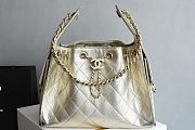 Kitlife Chanel 25C Drawstring Bucket Hobo Bag Light Gold Grained Leather 30×26×14cm - 1